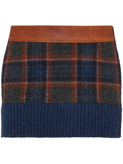 Dsquared2 Logo-plaque Knitted Mini Skirt In Blue
