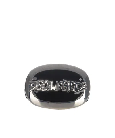 Dsquared2 Logo-plaque Leather Belt In Black