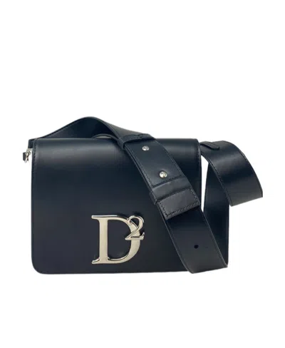 Dsquared2 Logo-plaque Leather Crossbody Bag In Black