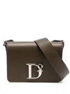 Dsquared2 Leather Crossbody Bag With Silver-tone Metal Monogram In Grün