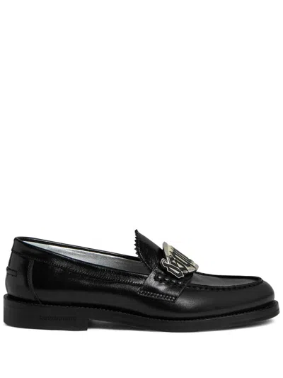 Dsquared2 Logo-plaque Leather Loafers In 黑色