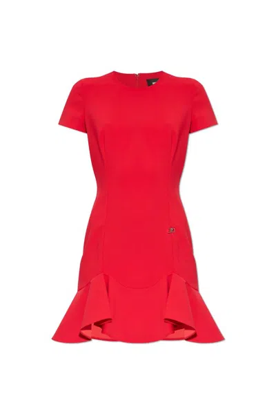 Dsquared2 Logo Plaque Mini Dress In Red