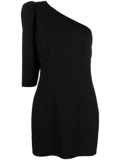 Dsquared2 One Strap Asymmetric Neckline Short Dress In Black