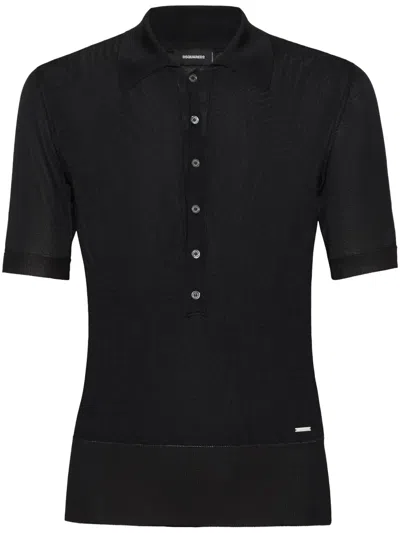 Dsquared2 Logo-plaque Polo Shirt In Black