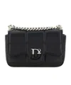 Dsquared2 Logo-plaque Quilted Shoulder Bag Woman Cross-body Bag Black Size - Leather In Black