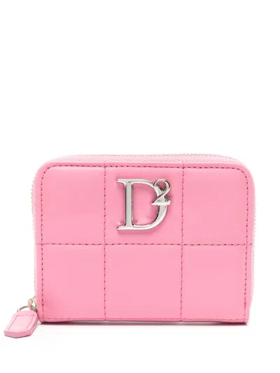 Dsquared2 Logo-plaque Quilted Wallet In Rosa