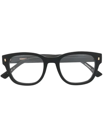 Dsquared2 Logo-plaque Round-frame Glasses In Schwarz