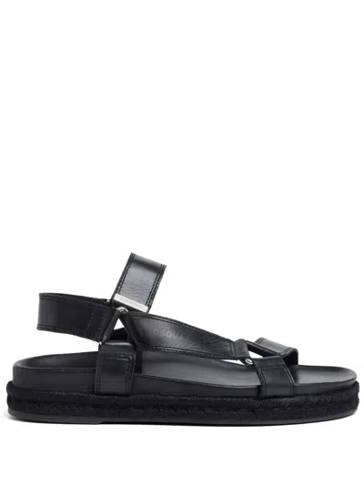 Dsquared2 Logo-plaque Sandals In Black