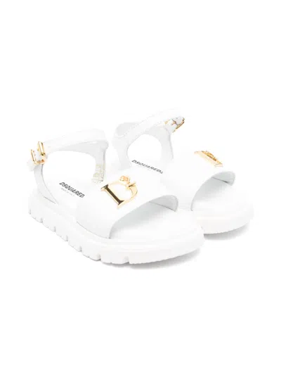 Dsquared2 Kids' Logo-plaque Sandals In White