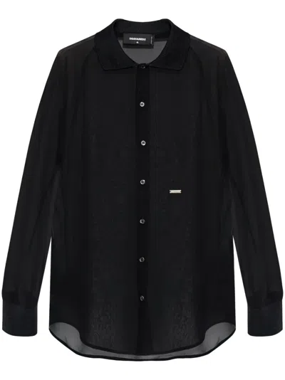 Dsquared2 Logo-plaque Shirt In Black