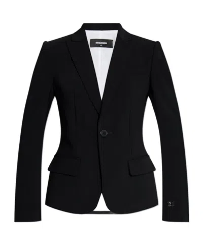 Dsquared2 Logo-plaque Single-breasted Blazer In Black