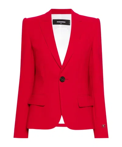 DSQUARED2 LOGO-PLAQUE SINGLE-BREASTED BLAZER