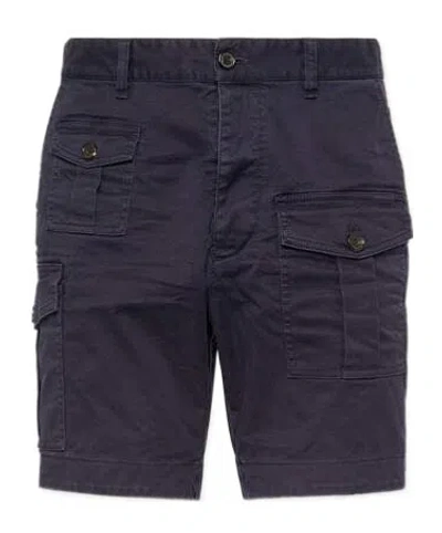 Dsquared2 Logo-plaque Slim-cut Cargo Shorts In Black