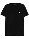 Dsquared2 Cotton Crew Neck T-shirt With Ribbed Detail In Black