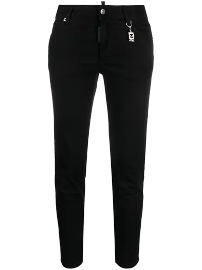 Dsquared2 Logo-plaque Tapered Jeans In Black
