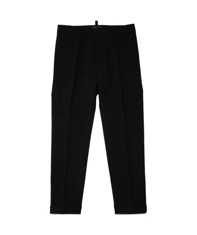 Dsquared2 Logo-plaque Tapered-leg Trousers In Black
