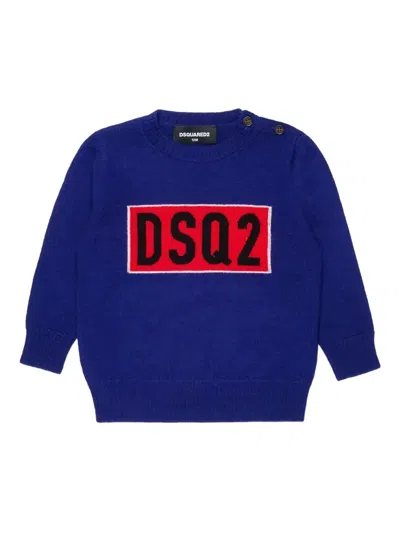 Dsquared2 Babies' Logo-plaque Wool Sweater In Blue