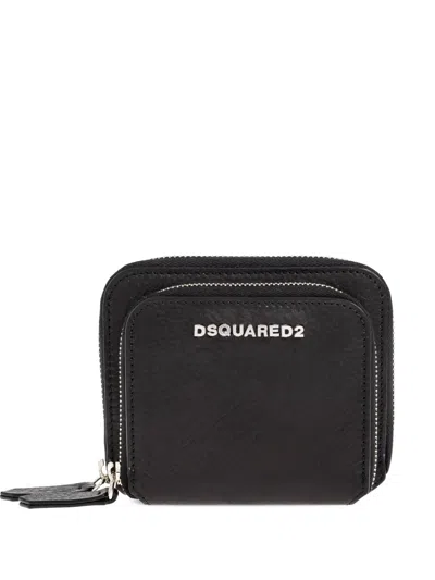 Dsquared2 Logo-plaque Zip Wallet In Black