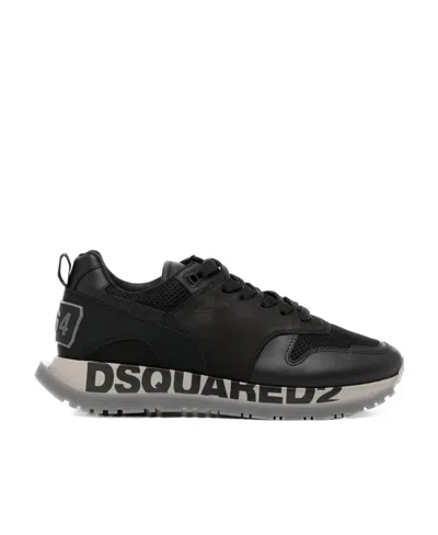 Dsquared2 Logo Platform Low-top Sneakers In Black