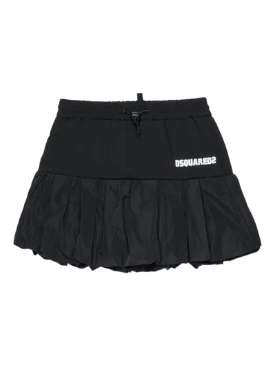 Dsquared2 Kids' Logo Pleated Skirt In Black
