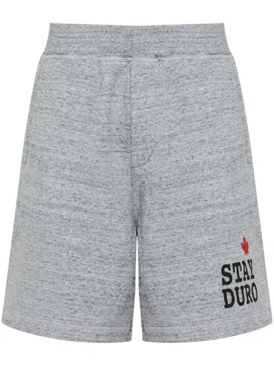 Dsquared2 Logo-print Athletic Shorts In Grey