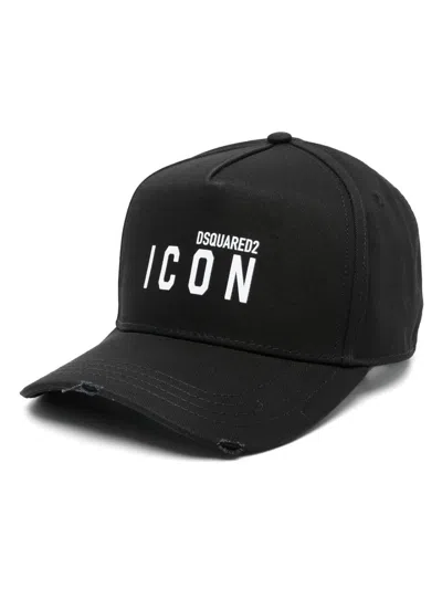 Dsquared2 Logo-print Baseball Cap In Nero+bianco