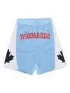 Dsquared2 Basketball Shorts With Canadian Leaf In Blue