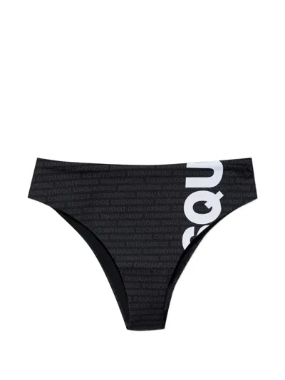 Dsquared2 Logo-print Bikini Bottoms In Black