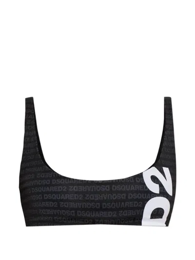 Dsquared2 Logo-print Bikini Top In Black