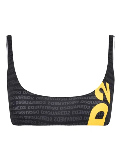 Dsquared2 Logo-print Bikini Top In Black
