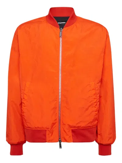 Dsquared2 Logo-print Bomber Jacket In Orange