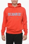 DSQUARED2 LOGO PRINT BRUSHED COTTON HOODIE