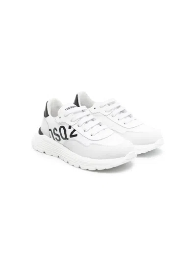 Dsquared2 Kids' Logo-print Chunky Sneakers In White