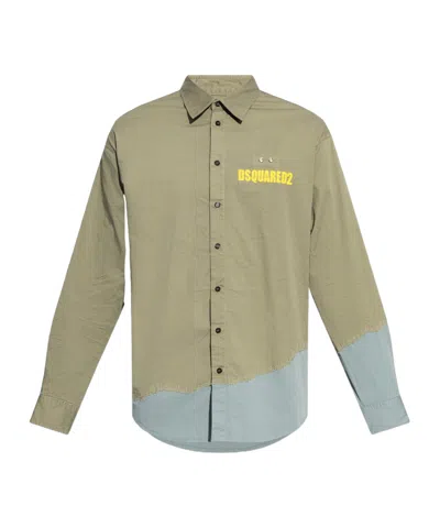 Dsquared2 Logo-print Colour-block Shirt In Nude