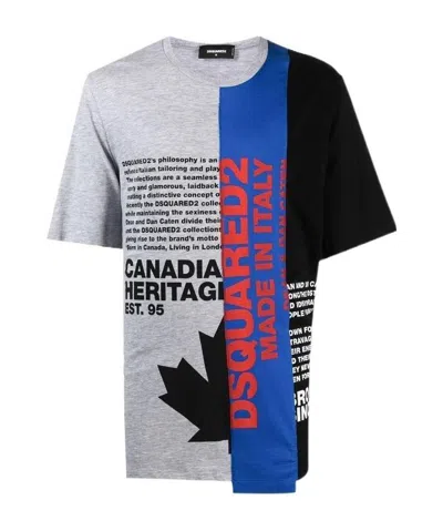 Dsquared2 Logo-print Colour-block T-shirt In Multicolor