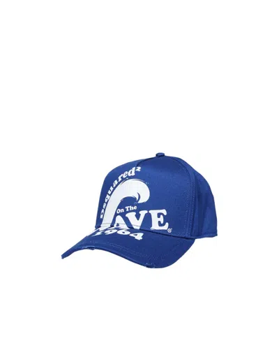 Dsquared2 Logo-print Cotton Baseball Cap In Blue