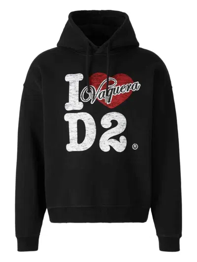 Dsquared2 Dsquared Logo-print Cotton Hoodie In Black