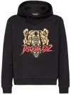 Dsquared2 Black Hoodie With Drawstring Hood And Maxi Logo Print On The Front In Black