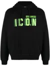 Dsquared2 Icon Printed Drawstring Hoodie In Black