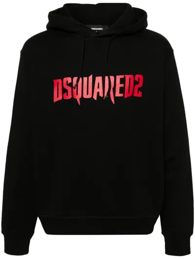 Dsquared2 Logo-print Cotton Hoodie In Black