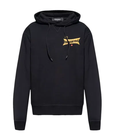 Dsquared2 Logo-print Cotton Hoodie In Black