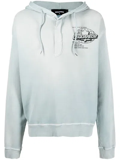 Dsquared2 Logo-print Cotton Hoodie In Blau