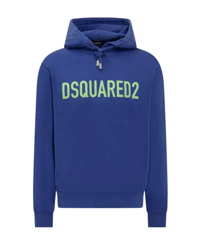 Dsquared2 Logo-print Cotton Hoodie In Blue