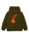 Dsquared2 Military Green Hoodie With D2 Print In Green