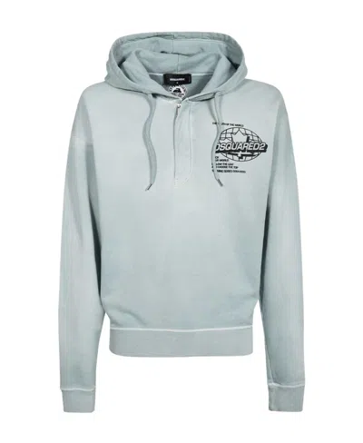 Dsquared2 Logo-print Cotton Hoodie In Green
