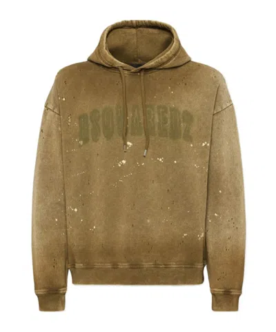 Dsquared2 Logo-print Cotton Hoodie In Green