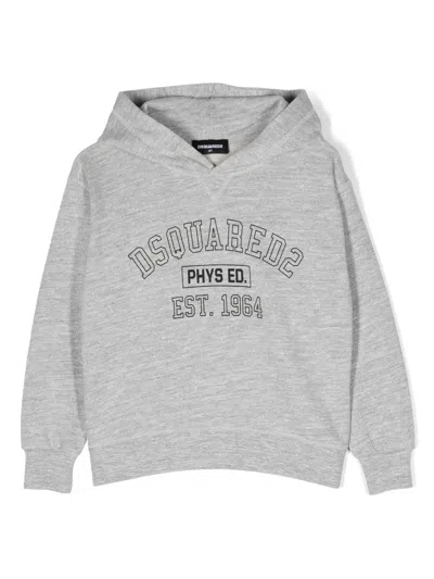 Dsquared2 Kids' Logo-print Cotton Hoodie In Grey