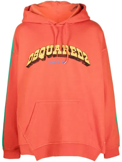 DSQUARED2 LOGO-PRINT COTTON HOODIE