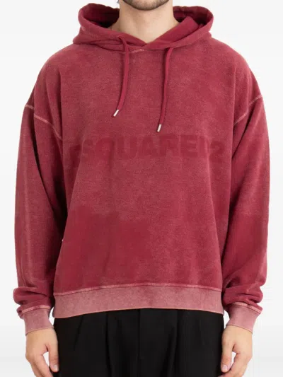 Dsquared2 Logo-print Cotton Hoodie In Red