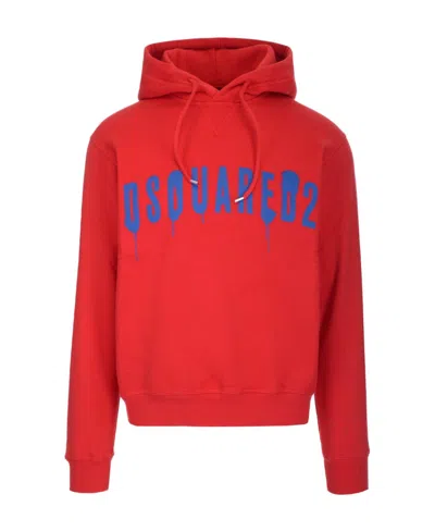 Dsquared2 Logo-print Cotton Hoodie In Red